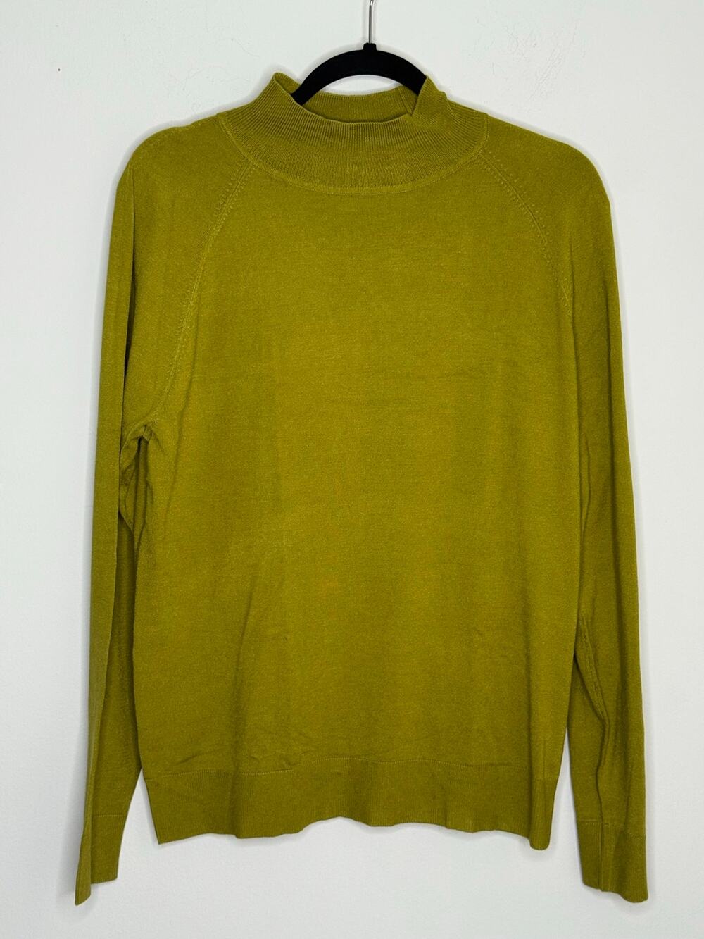 Vintage Talbots Chartreuse Green Mockneck Long Sleeve Knit Sweater Size XL NEW